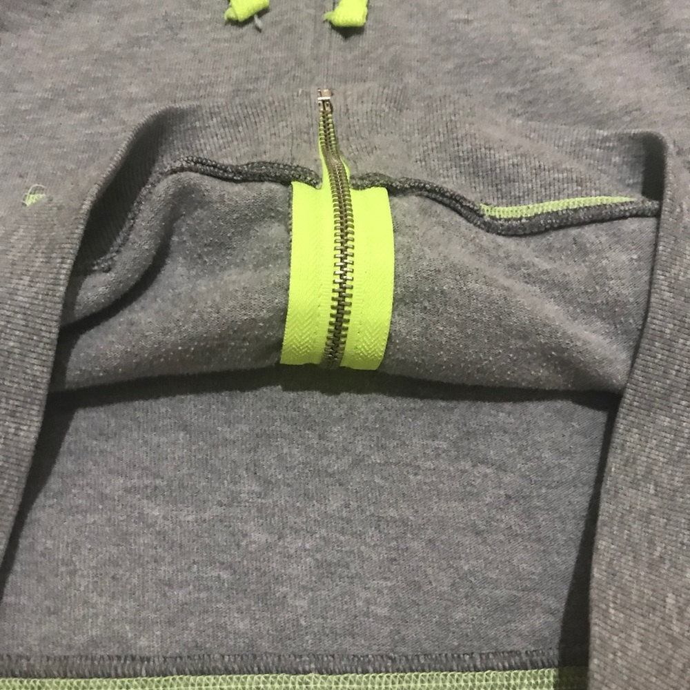 🔥EUC PINK BY VICTORIA SECRET GRAY/YELLOW ZIPPER UP HOODIE JACKET LIGHTWEIGHT - Picture 7 of 9